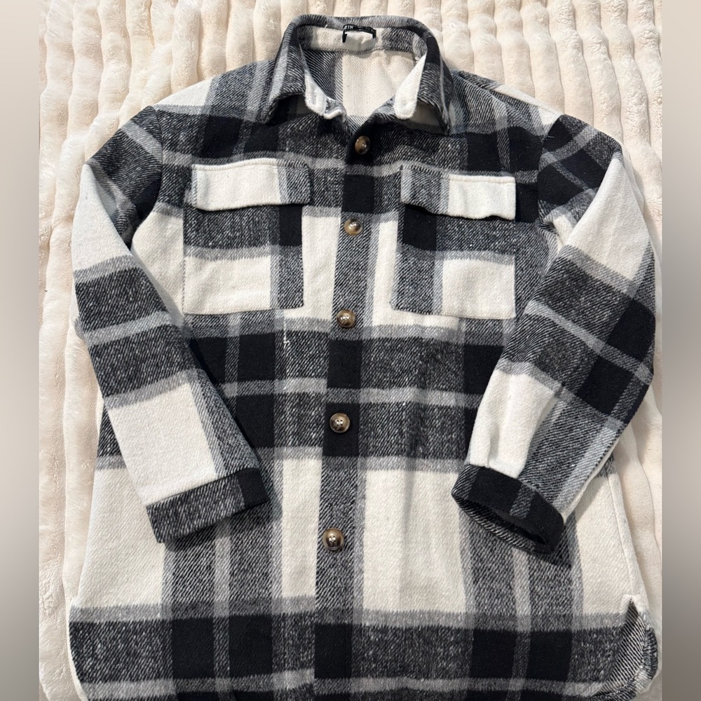 Plaid Black and White Kids Shirt